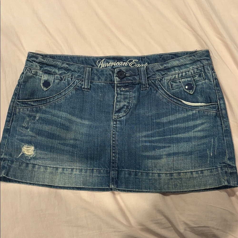 American Eagle Blue Denim Jeans Skirt Mini